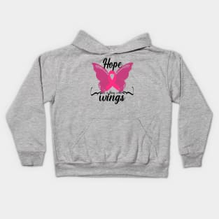 Hope is a thing with wings Breast Cancer Pink Ribbon Kids Hoodie